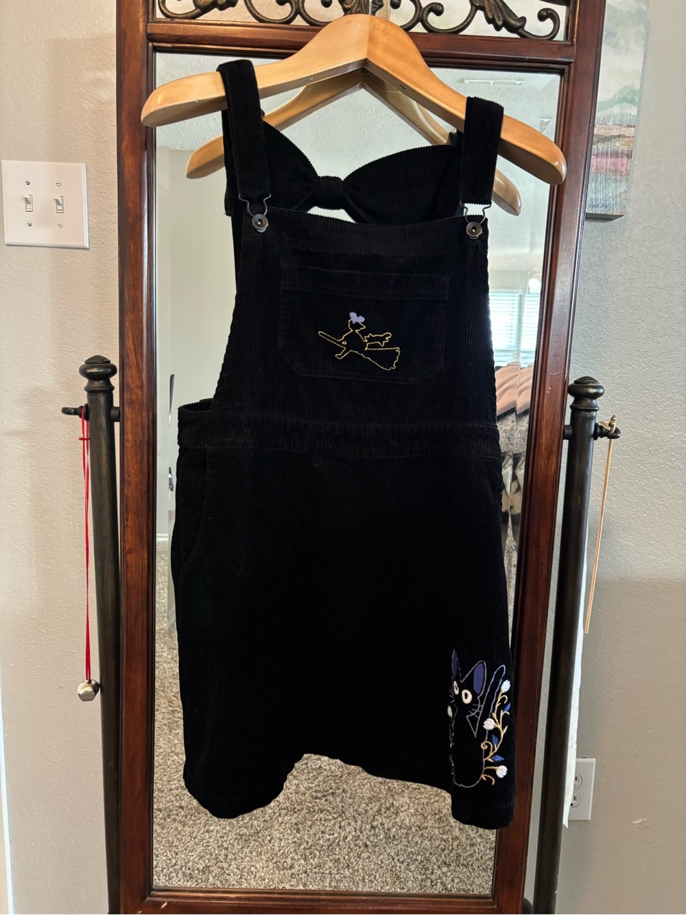 Studio Ghibli KiKi's Delivery Service Black Corduroy Overall Dress Size Large
